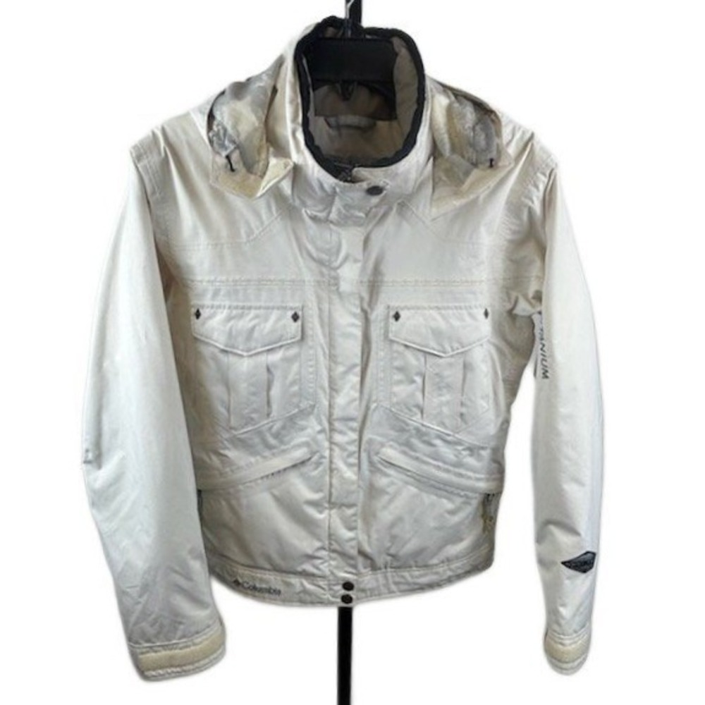 Columbia Ski Jacket Women's Size‎ Medium Titanium Omni-Tech Waterproof Coat Hood